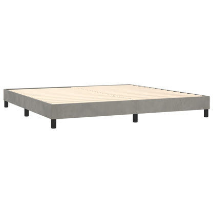 Boxspring Met Matras Fluweel Lichtgrijs 200 x 200 cm Verticale strepen