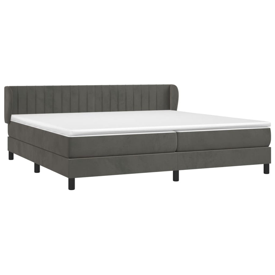 Boxspring Met Matras Fluweel Donkergrijs 200 x 200 cm Verticale strepen