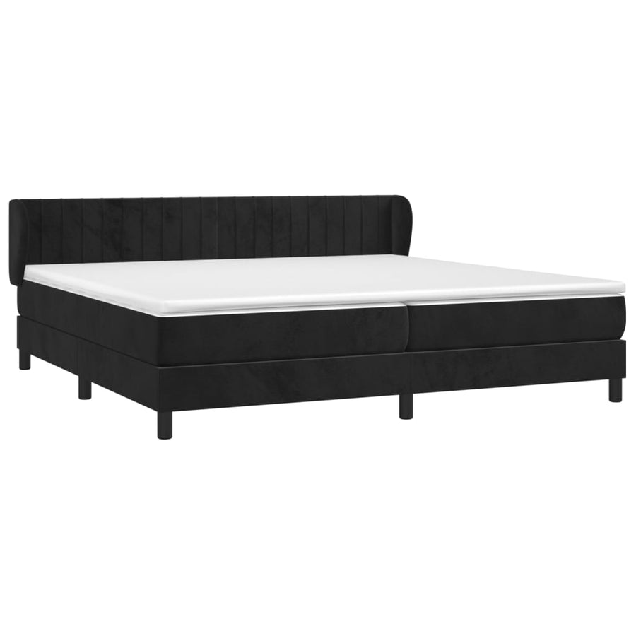 Boxspring met matras fluweel zwart 200x200 cm 200 x 200 cm Zwart