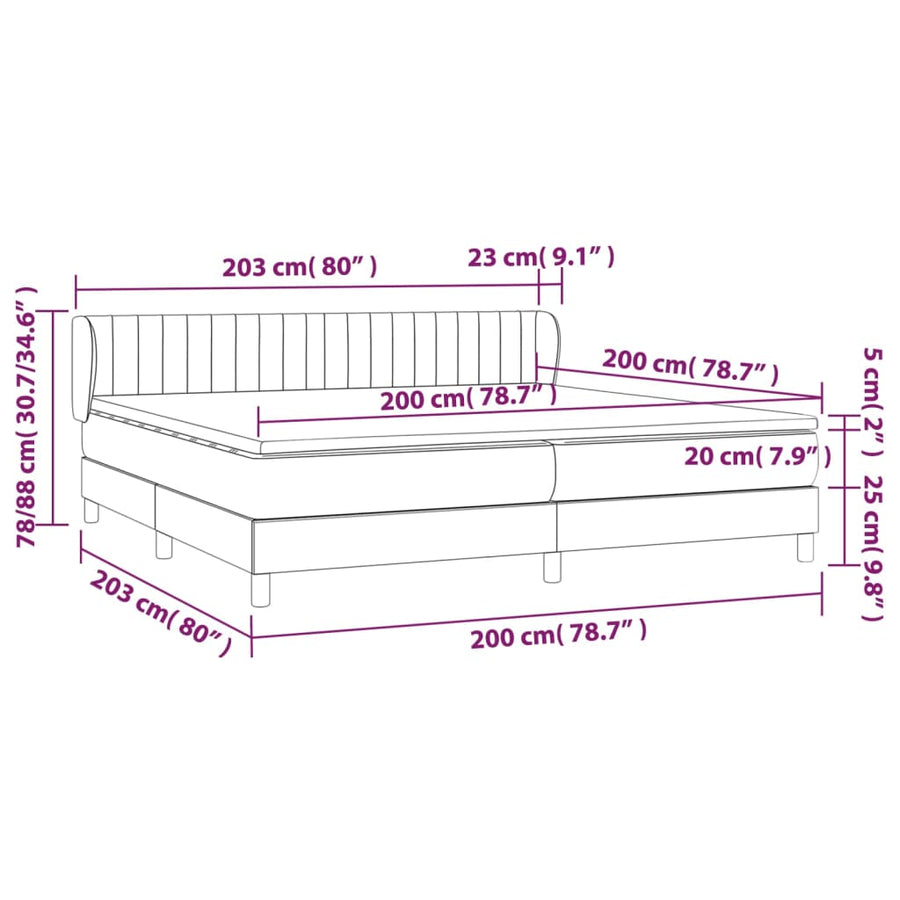 Boxspring met matras fluweel zwart 200x200 cm 200 x 200 cm Zwart