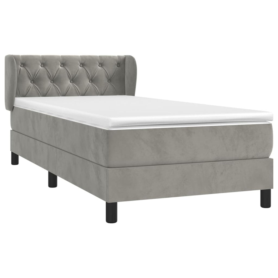 Boxspring Met Matras Fluweel Lichtgrijs 80 x 200 cm Getuft ontwerp