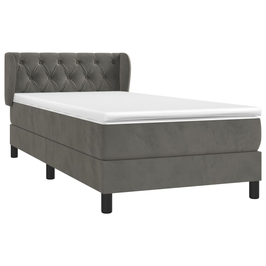 Boxspring Met Matras Fluweel Donkergrijs 80 x 200 cm Getuft ontwerp