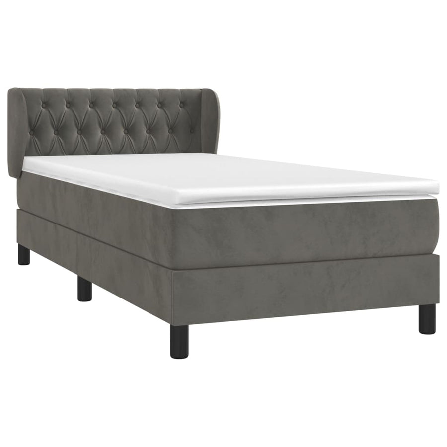 Boxspring Met Matras Fluweel Donkergrijs 90 x 190 cm Getuft ontwerp