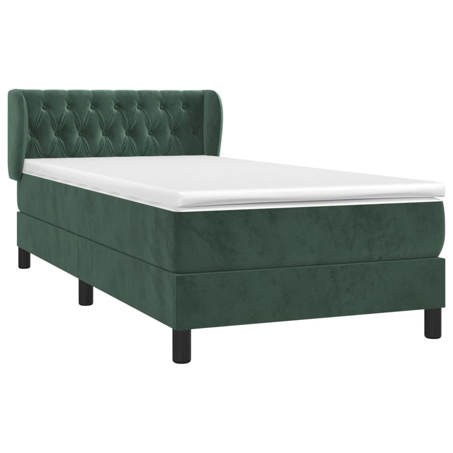 Boxspring Met Matras Fluweel Donkergroen 90 x 190 cm Getuft ontwerp