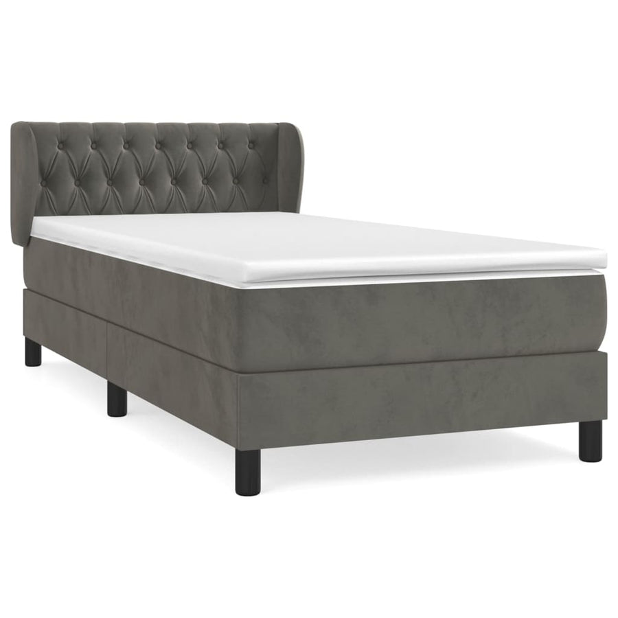 Boxspring Met Matras Fluweel Donkergrijs 90 x 200 cm Getuft ontwerp