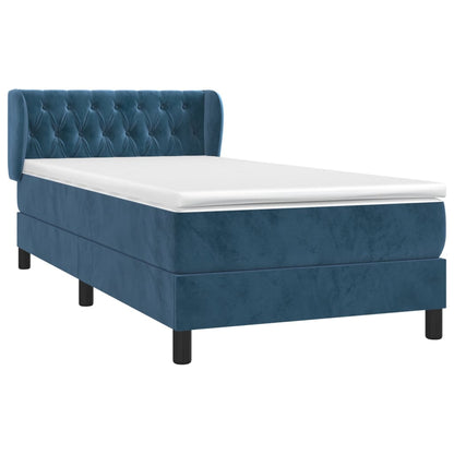 Boxspring Met Matras Fluweel Donkerblauw 90 x 200 cm Getuft ontwerp