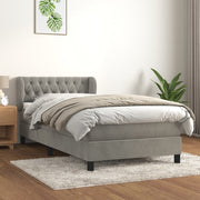 Boxspring 100x200 cm fluweel lichtgrijs