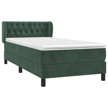 Boxspring Met Matras Fluweel Donkergroen 100 x 200 cm Getuft ontwerp