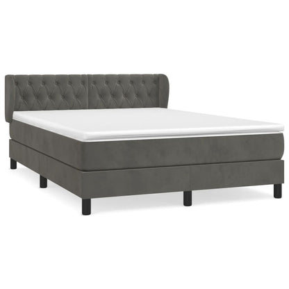 Boxspring Met Matras Fluweel Donkergrijs 140 x 190 cm Getuft ontwerp