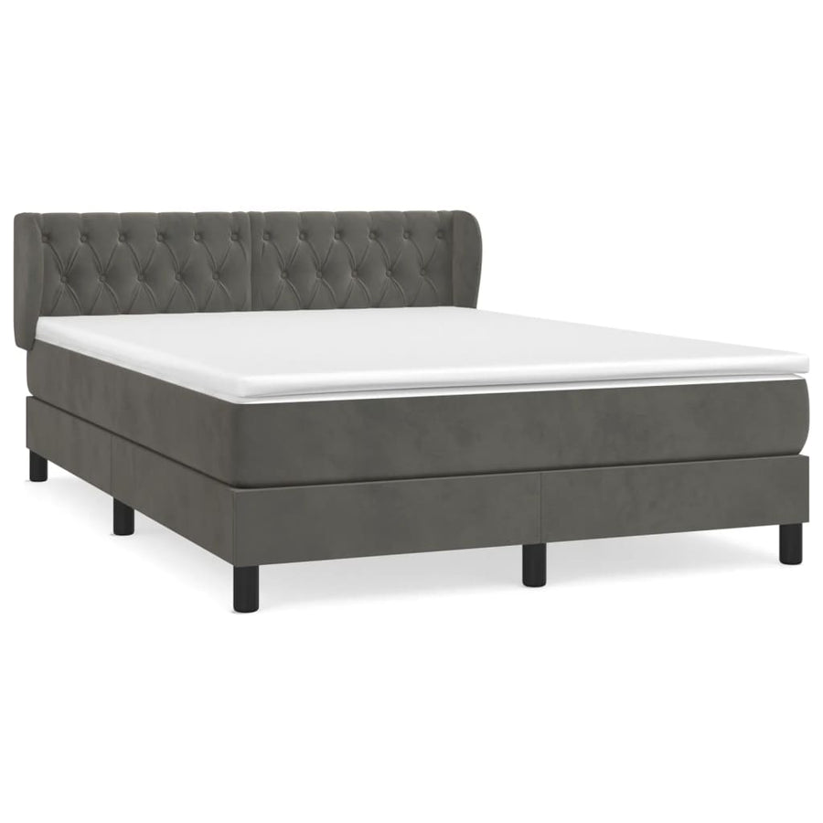 Boxspring Met Matras Fluweel Donkergrijs 140 x 190 cm Getuft ontwerp