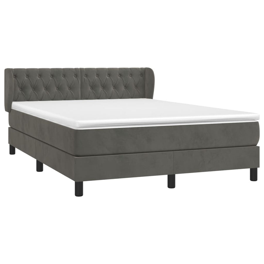 Boxspring Met Matras Fluweel Donkergrijs 140 x 190 cm Getuft ontwerp