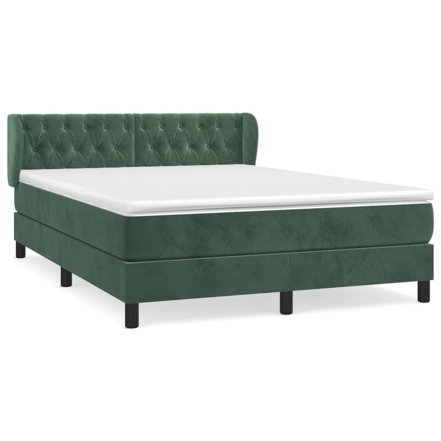 Boxspring Met Matras Fluweel Donkergroen 140 x 190 cm Getuft ontwerp