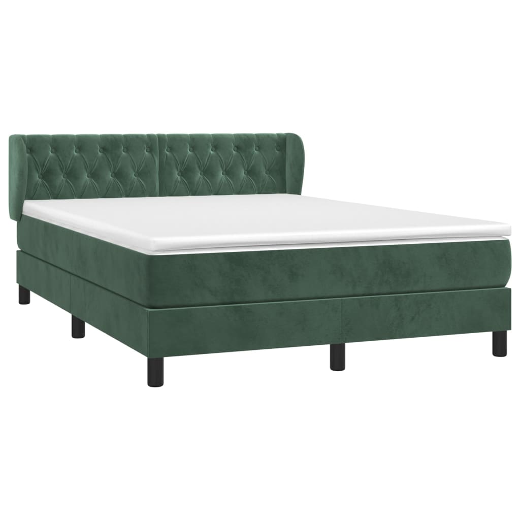 Boxspring Met Matras Fluweel Donkergroen 140 x 190 cm Getuft ontwerp