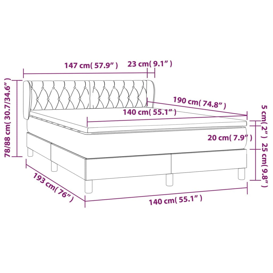 Boxspring Met Matras Fluweel Donkergroen 140 x 190 cm Getuft ontwerp