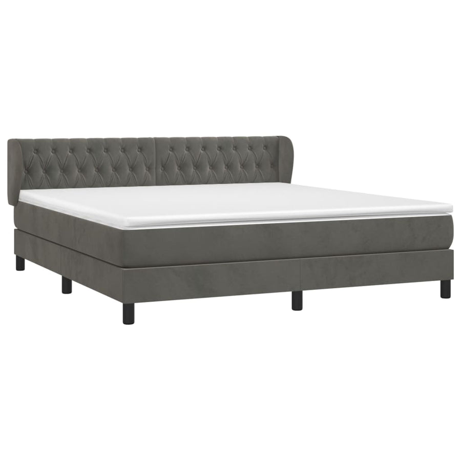Boxspring Met Matras Fluweel Donkergrijs 160 x 200 cm Getuft ontwerp