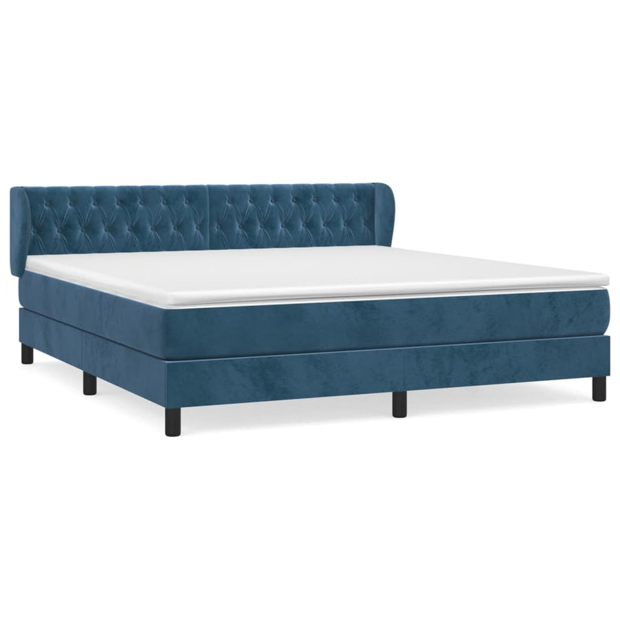 Boxspring Met Matras Fluweel Donkerblauw 160 x 200 cm Getuft ontwerp