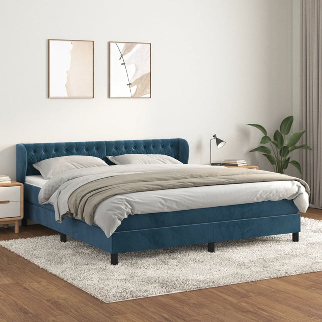 Boxspring Met Matras Fluweel Donkerblauw 160 x 200 cm Getuft ontwerp