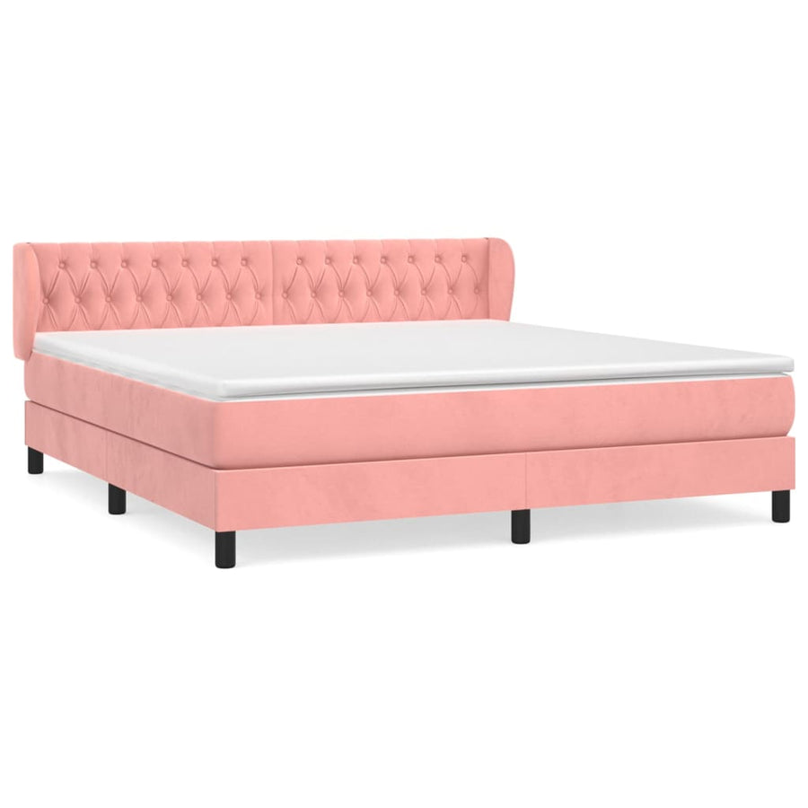 Boxspring Met Matras Fluweel Roze 160 x 200 cm Getuft ontwerp