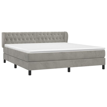 Boxspring Met Matras Fluweel Lichtgrijs 180 x 200 cm Getuft ontwerp