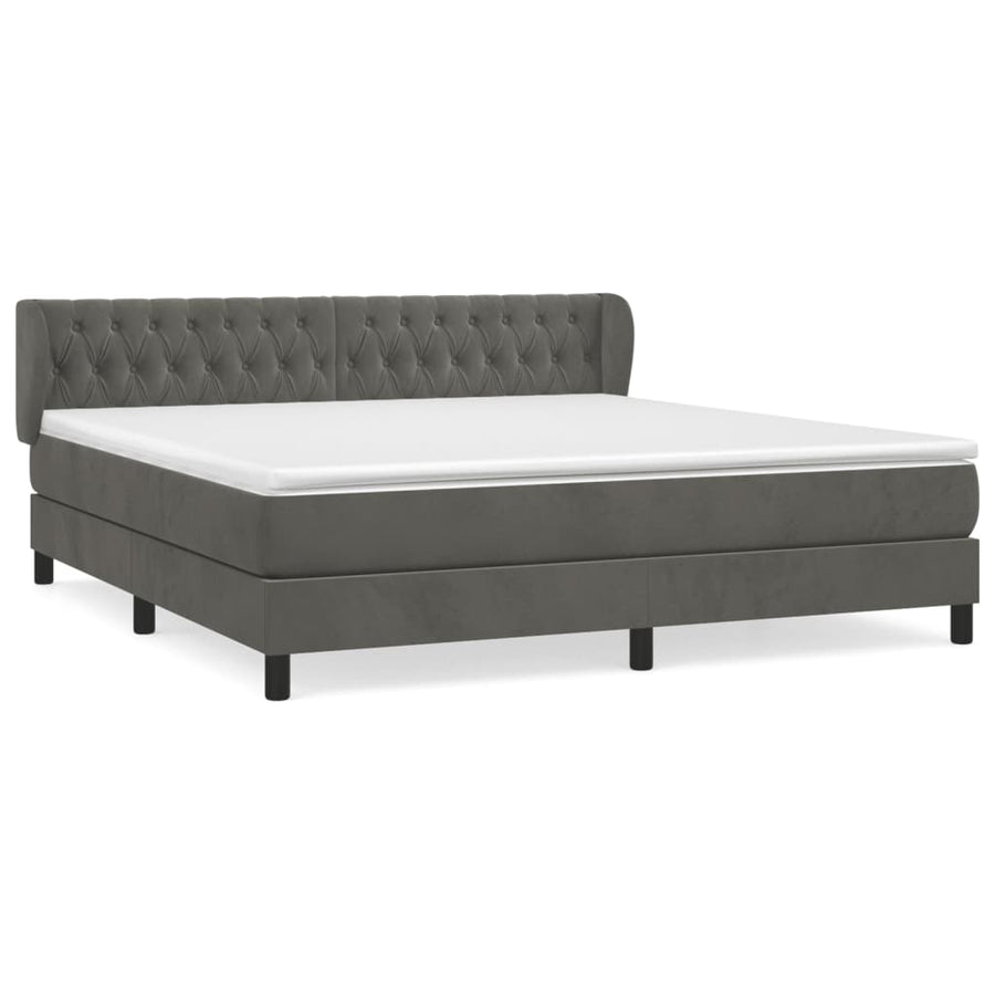 Boxspring Met Matras Fluweel Donkergrijs 180 x 200 cm Getuft ontwerp