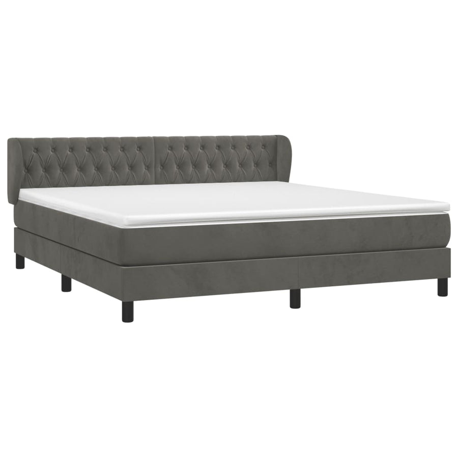 Boxspring Met Matras Fluweel Donkergrijs 180 x 200 cm Getuft ontwerp