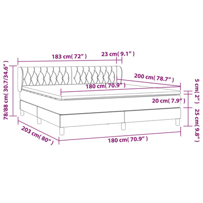 Boxspring Met Matras Fluweel Donkergrijs 180 x 200 cm Getuft ontwerp