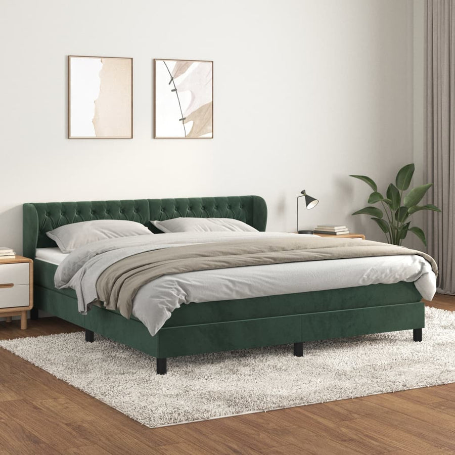 Boxspring Met Matras Fluweel Donkergroen 180 x 200 cm Getuft ontwerp