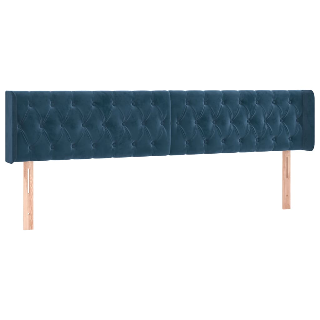 Boxspring met matras fluweel donkerblauw 180x200 cm