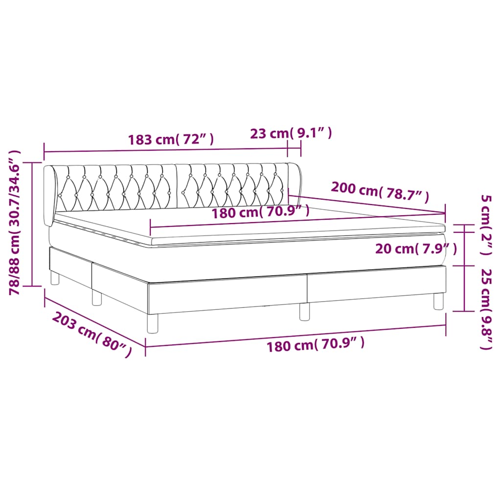 Boxspring met matras fluweel donkerblauw 180x200 cm
