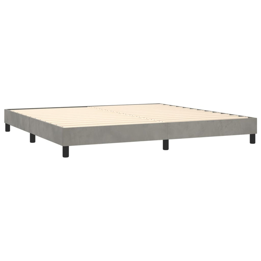 Boxspring Met Matras Fluweel Lichtgrijs 200 x 200 cm Getuft ontwerp