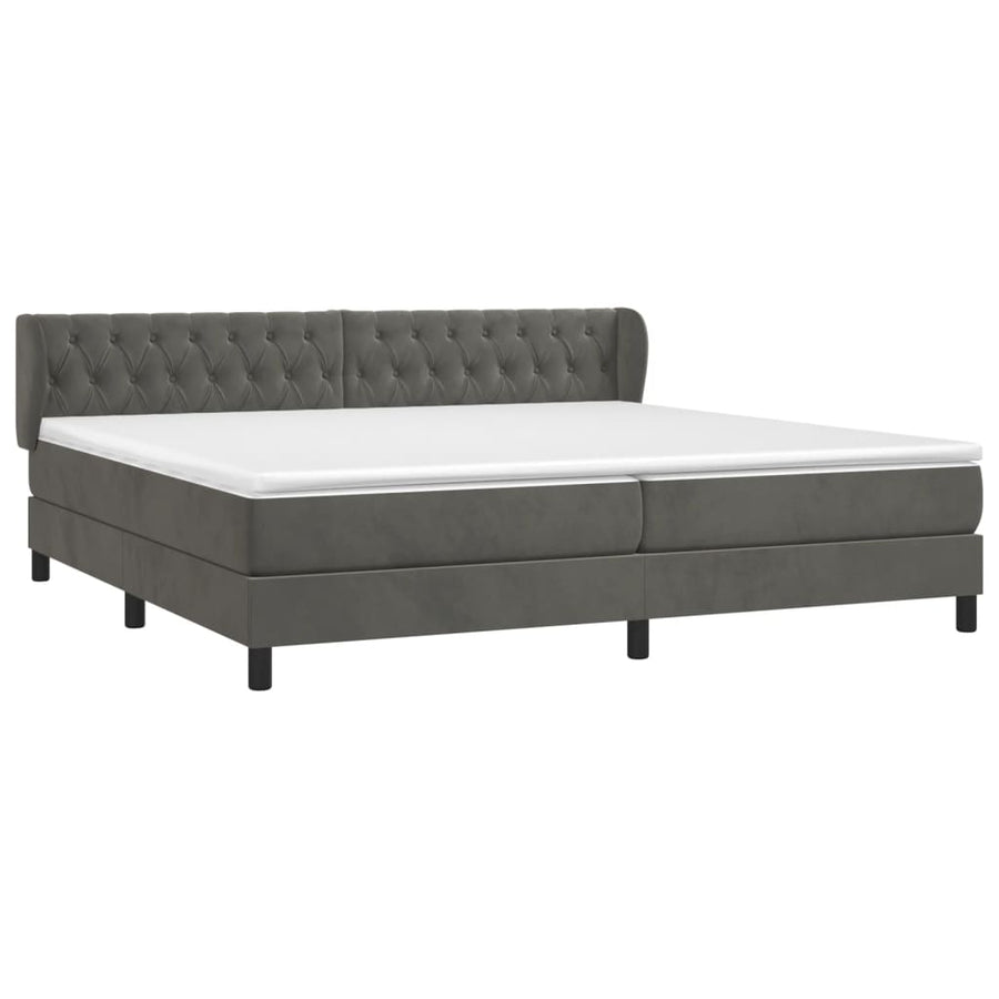Boxspring Met Matras Fluweel Donkergrijs 200 x 200 cm Getuft ontwerp