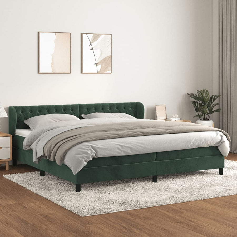 Boxspring Met Matras Fluweel Donkergroen 200 x 200 cm Getuft ontwerp