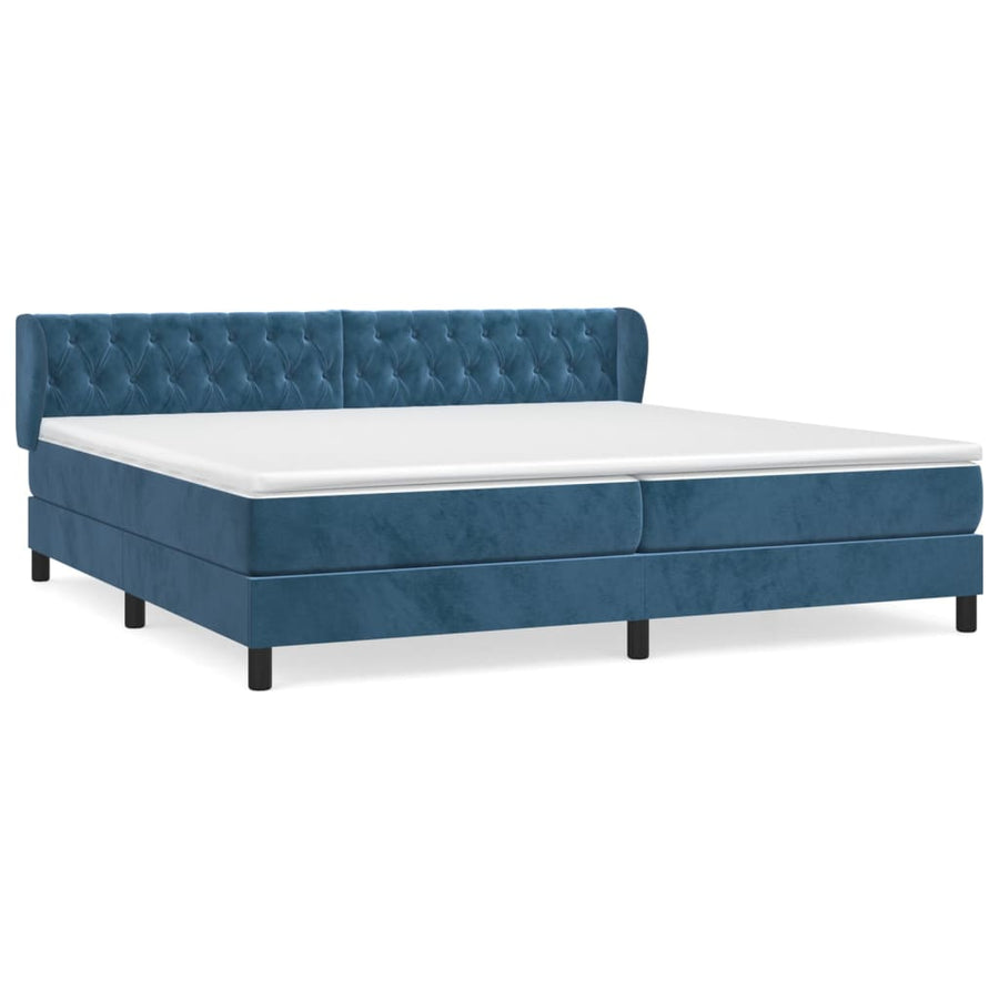 Boxspring Met Matras Fluweel Donkerblauw 200 x 200 cm Getuft ontwerp