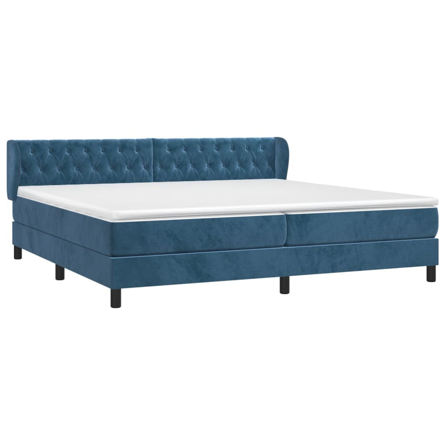 Boxspring Met Matras Fluweel Donkerblauw 200 x 200 cm Getuft ontwerp