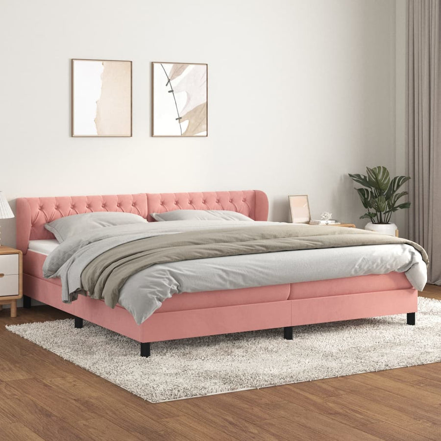 Boxspring Met Matras Fluweel Roze 200 x 200 cm Getuft ontwerp