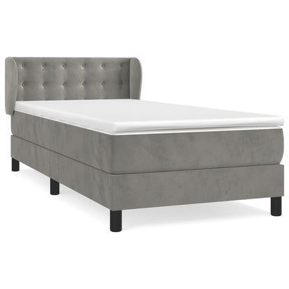 Boxspring Met Matras Fluweel Lichtgrijs 80 x 200 cm Knopen