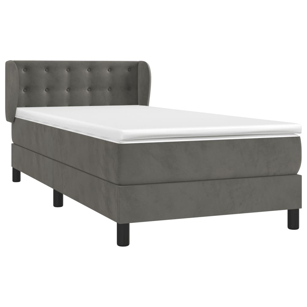 Boxspring Met Matras Fluweel Donkergrijs 80 x 200 cm Knopen