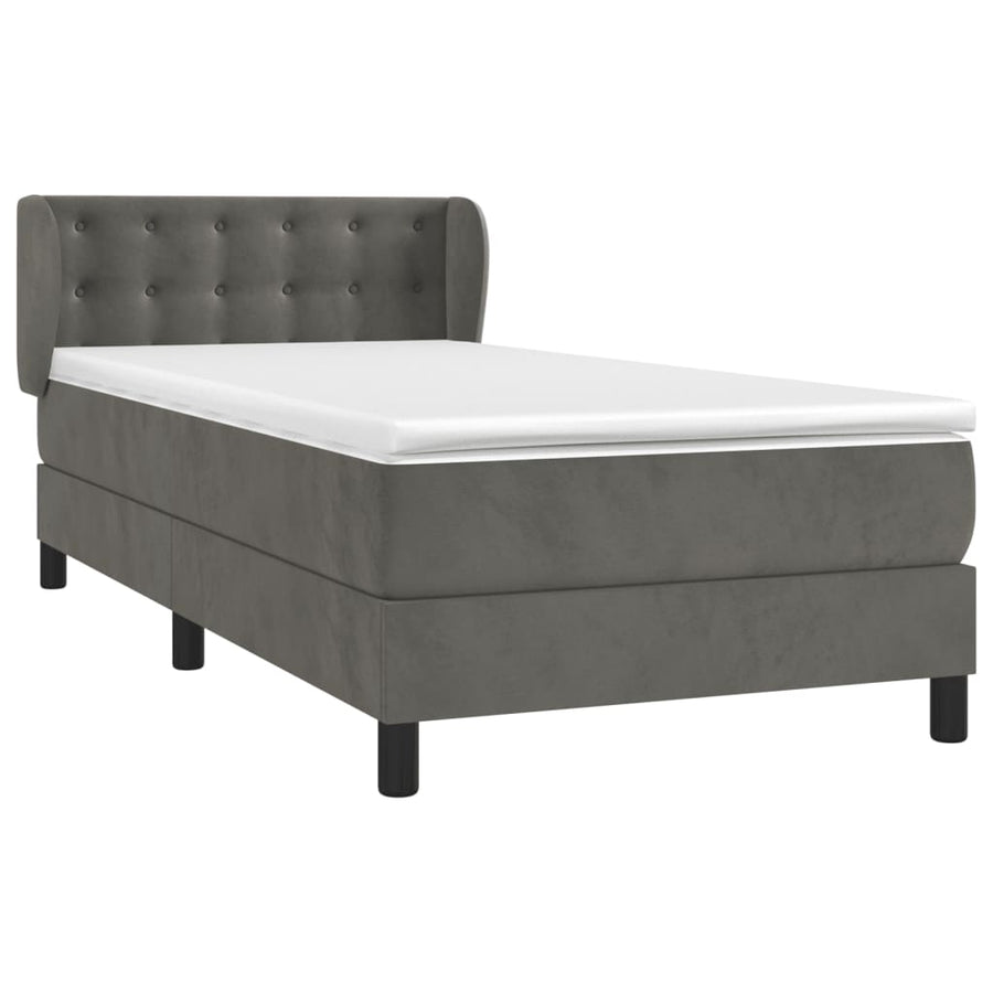 Boxspring Met Matras Fluweel Donkergrijs 80 x 200 cm Knopen