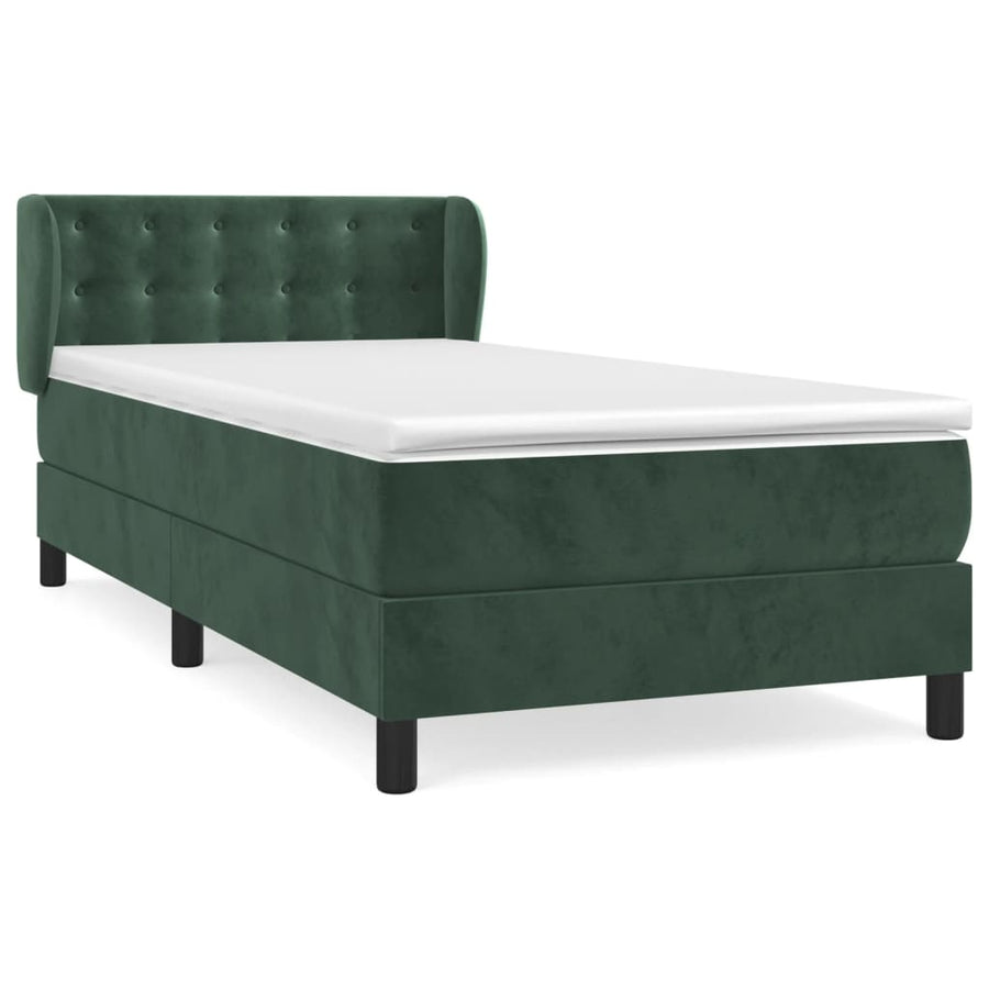 Boxspring Met Matras Fluweel Donkergroen 80 x 200 cm Knopen