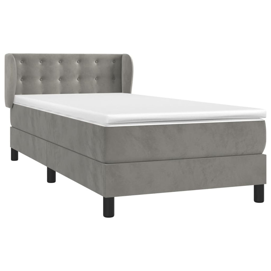 Boxspring met matras fluweel lichtgrijs 90x190 cm