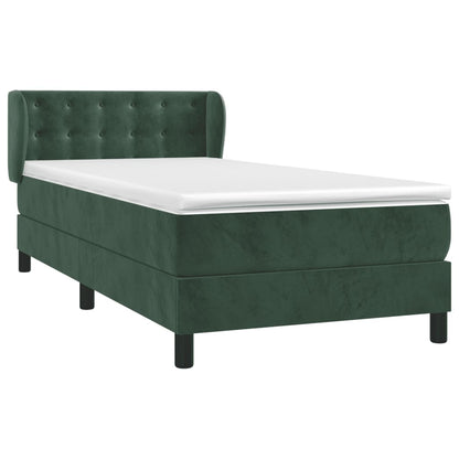 Boxspring Met Matras Fluweel Donkergroen 90 x 190 cm Knopen