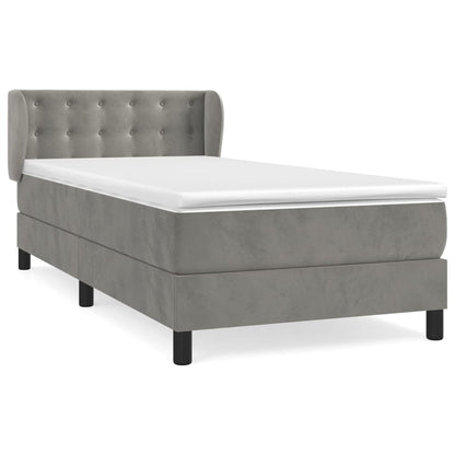 Boxspring Met Matras Fluweel Lichtgrijs 100 x 200 cm Knopen