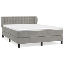 Boxspring Met Matras Fluweel Lichtgrijs 140 x 190 cm Knopen