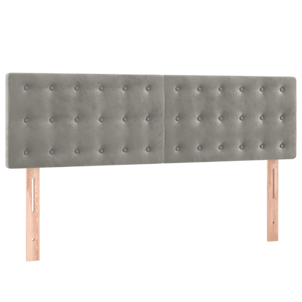 Boxspring Met Matras Fluweel Lichtgrijs 140 x 190 cm Knopen
