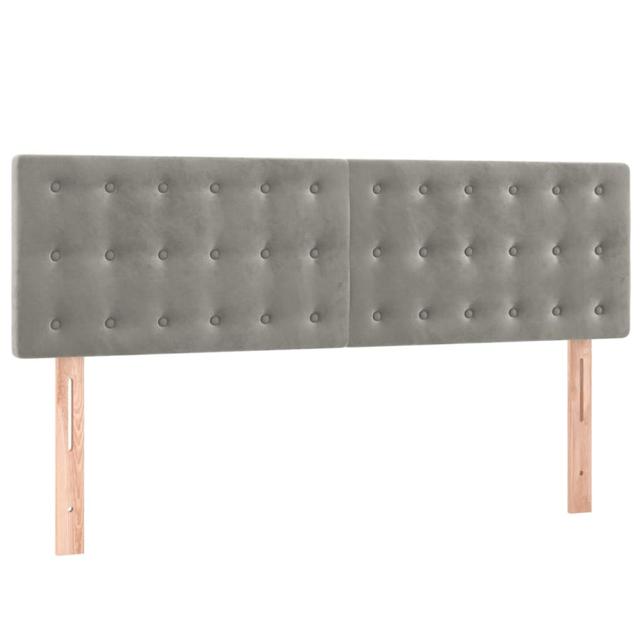 Boxspring Met Matras Fluweel Lichtgrijs 140 x 190 cm Knopen
