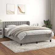 Boxspring met matras 140x190 cm lichtgrijs fluweel