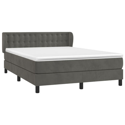Boxspring Met Matras Fluweel Donkergrijs 140 x 190 cm Knopen