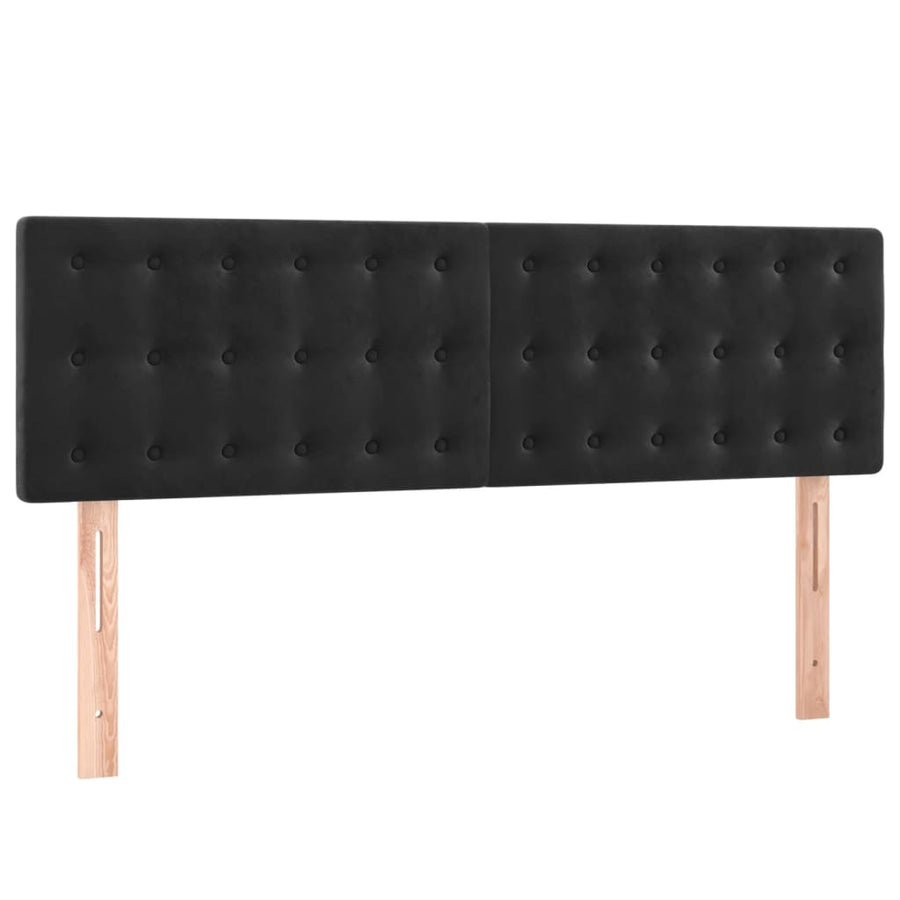 Boxspring Met Matras Fluweel Zwart 140 x 190 cm Knopen