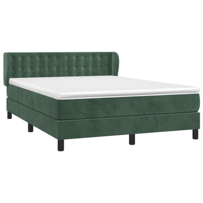 Boxspring Met Matras Fluweel Donkergroen 140 x 190 cm Knopen