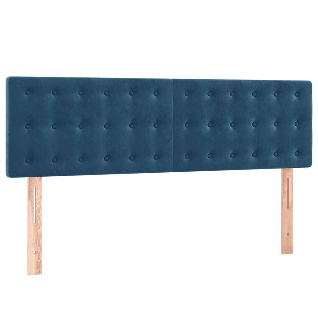 Boxspring Met Matras Fluweel Donkerblauw 140 x 190 cm Knopen
